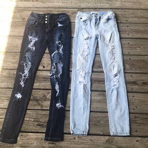KanCan lot of 2 distressed denim jeans size 25